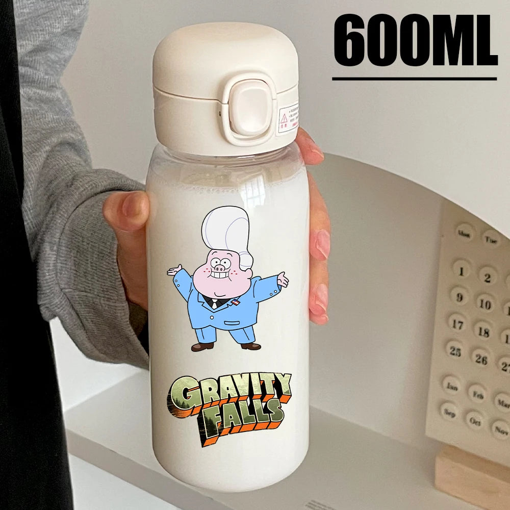 Disney Gravity Falls Water Bottle - 600ML Leak-Resistant Portable Drinking Cup - Transparent PC Design Featuring Dipper and Mabel-GDXZ-34-600ml-