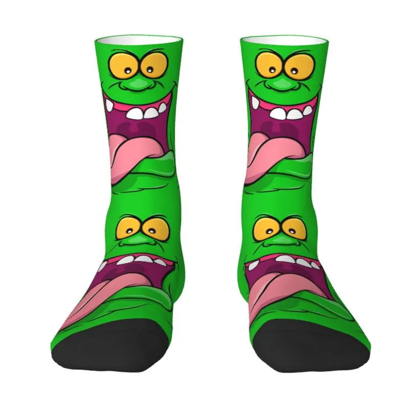 Ghostbusters Slimer Men's Crew Socks - Unisex Novelty 3D Print - Green Ghost Supernatural Movie Dress-1-Crew Socks-