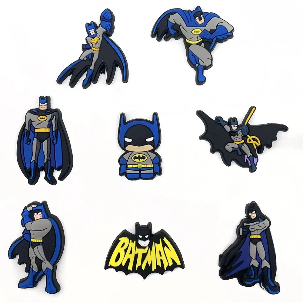 8Pcs Superheroes Batman Shoe Charms for Clogs Bubble Slides Sandals PVC Shoe Decorations Buckle Accessories for Kids-8pcs-