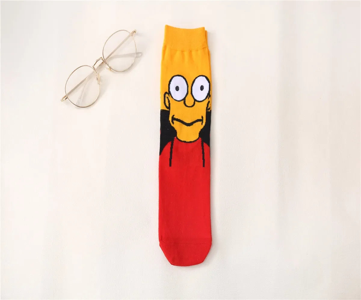 Simpsons Cotton Socks - Funny and Fashionable Hip-Hop Style - Perfect Gift for Girlfriend or Wife Simpsons Fan-12-EUR 35-42-