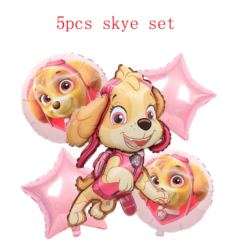 Paw Patrol Birthday Party Decorations Tableware Supplies Balloons Paper Party Plate Cup Napinks Gift Bag Baby Shower Kids Happy-5pcs pink balloons-