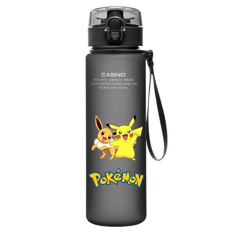 Pokemon Pikachu Water Bottle - Anime 600ML Thermos - Portable Large Capacity Sports Bottle for Kids-GRAY D10-560ML-