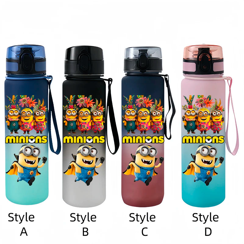 Despicable Me Minions Sports Water Bottle - 650ML Large Capacity Plastic Bottle for Outdoor Activities-xh17-Style A-