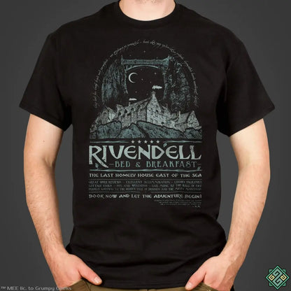 Rivendell Inspired Tee - Lord of The Rings - Hand Screen Printed - Unisex Y2K Loose Pullovers for Fall-black-XL-