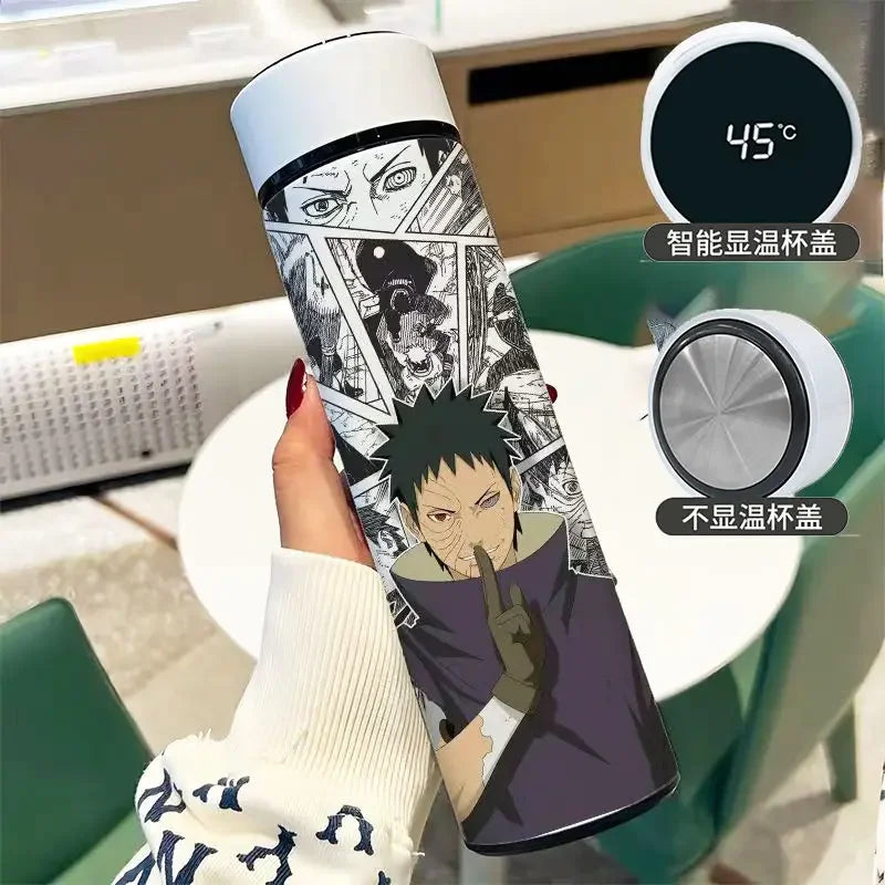 Naruto Anime Smart Thermos - Large Stainless Steel Bottle Featuring Uzumaki Naruto, Kakashi, and Itachi-