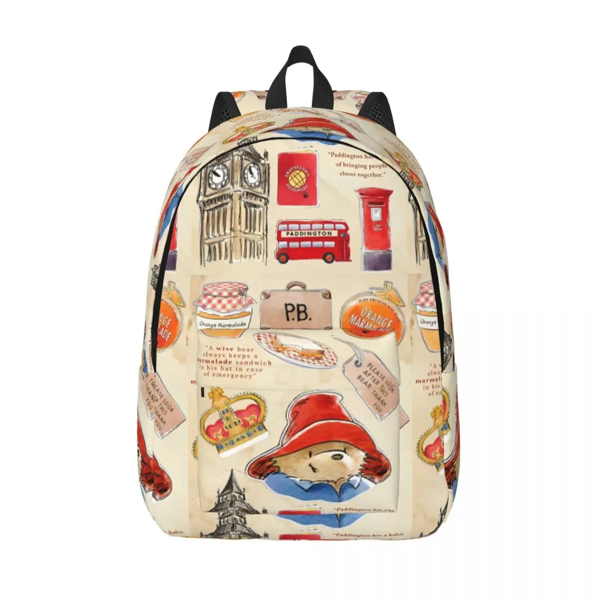 Britain Paddington Brown Bear Classical Backpack - Gift Student Business Cute Movie Cartoon Daypack Men Women Laptop Canvas Bags-