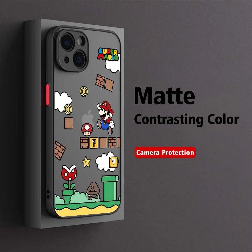 Super Mario Bros Game Phone Case for iPhone 15 14 13 12 11 - Matte Transparent Back Cover-FGHS-29cc24051563-For iphone 15 Pro-