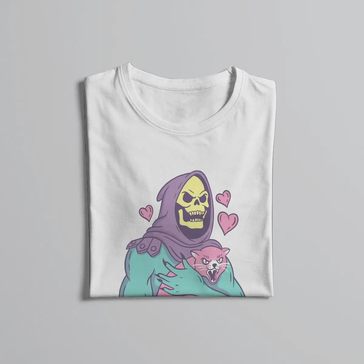 Skeletor’s Cat T-Shirt: Masters of the Universe Homme Polyester Streetwear for Men - Horror Fan Cartoon Gift-