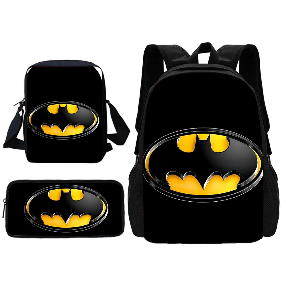 Super Hero B-BatmanS LOGO Child School Backpack With Shoulder Bag Pencil Bags School Bags for Boys Girls Best Gift-TZ-198HJJ9A1-