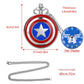 Classic Captain America Stars Shield - Romantic Steampunk Film Gift For Men & Women - Quartz Pocket Watch With Chain - Cult Movie Present-80cm Chain Blue Dial-