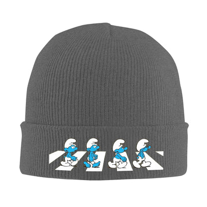 The Smurfs 90s Cartoon Beanie Hat - Warm Acrylic Knit Cap for Men Women, Retro Anime Winter Fashion Streetwear-Dark Gray-One Size-