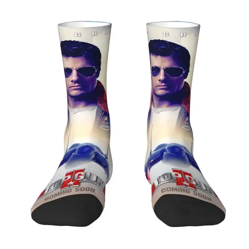 Top Gun Maverick Crew Socks - Men & Women Unisex American Action - Tom Cruise Movie Dress Socks for All Seasons-7-Fashion Socks-