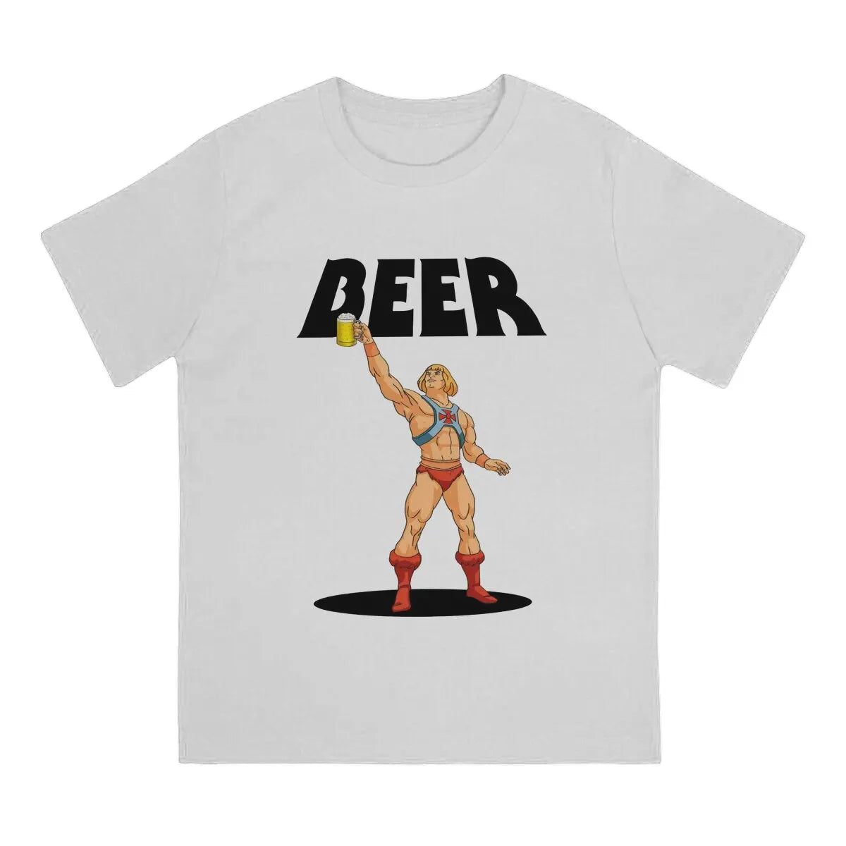 He-Man Beer Manga T-Shirt: Vintage Punk Harajuku Style Masters of the Universe Polyester Streetwear - 90's Dad Gift-