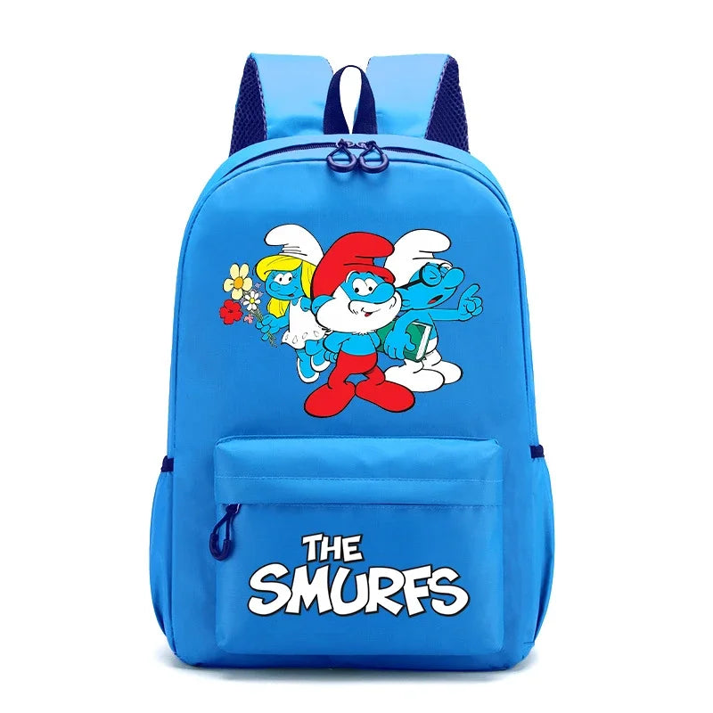 Smurfs Cartoon Kids School Backpack - Retro Laptop Rucksack, Teen Student Bag for Travel or Office Use, Anime Gift-LJL 27-LJL 33-D-44x29x12cm-