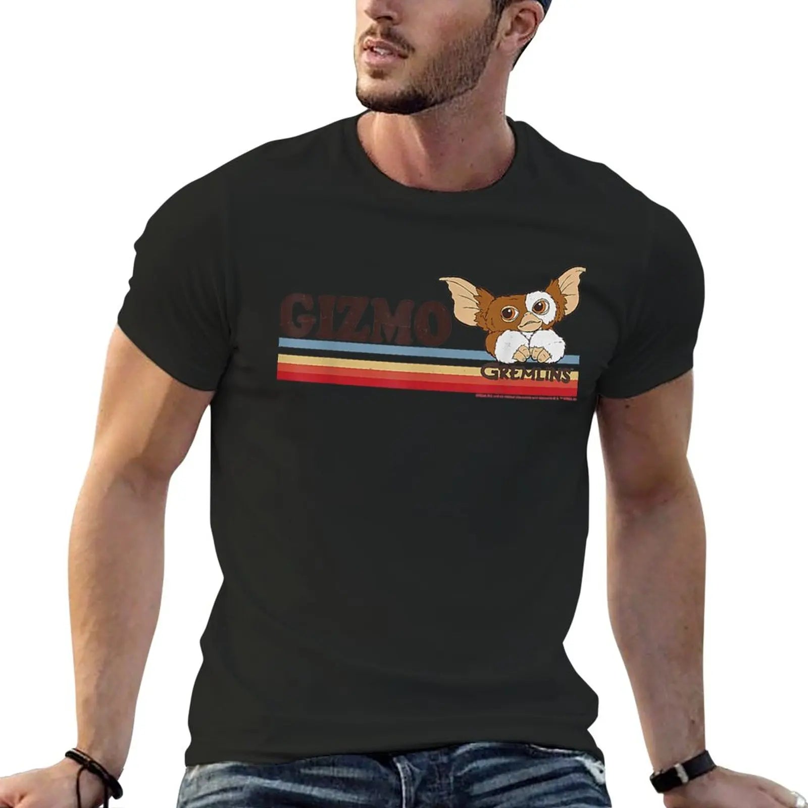 New Gremlins Gizmo - Retro Stripes - Essential T-Shirt - Sublime T Shirt - Black T Shirts - Sweat Shirt - T Shirts Men-