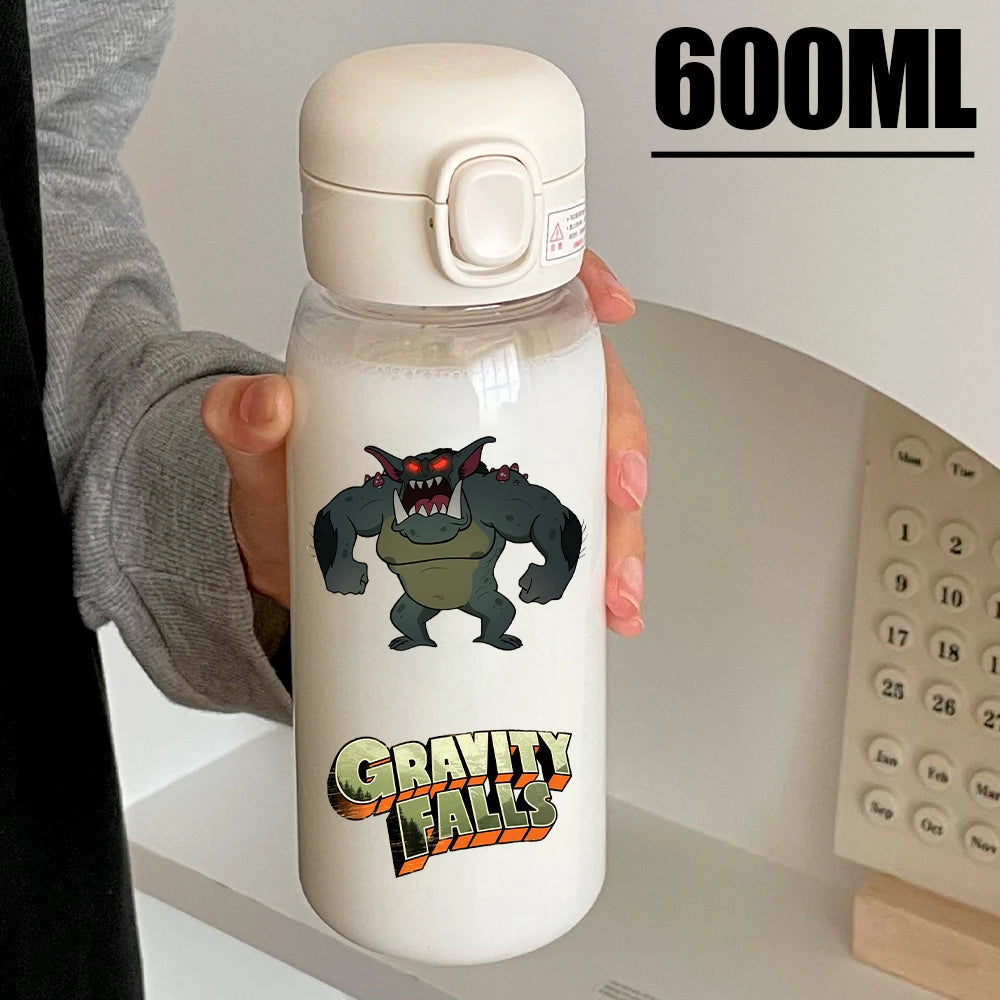 Disney Gravity Falls Water Bottle - 600ML Leak-Resistant Portable Drinking Cup - Transparent PC Design Featuring Dipper and Mabel-GDXZ-8-600ml-