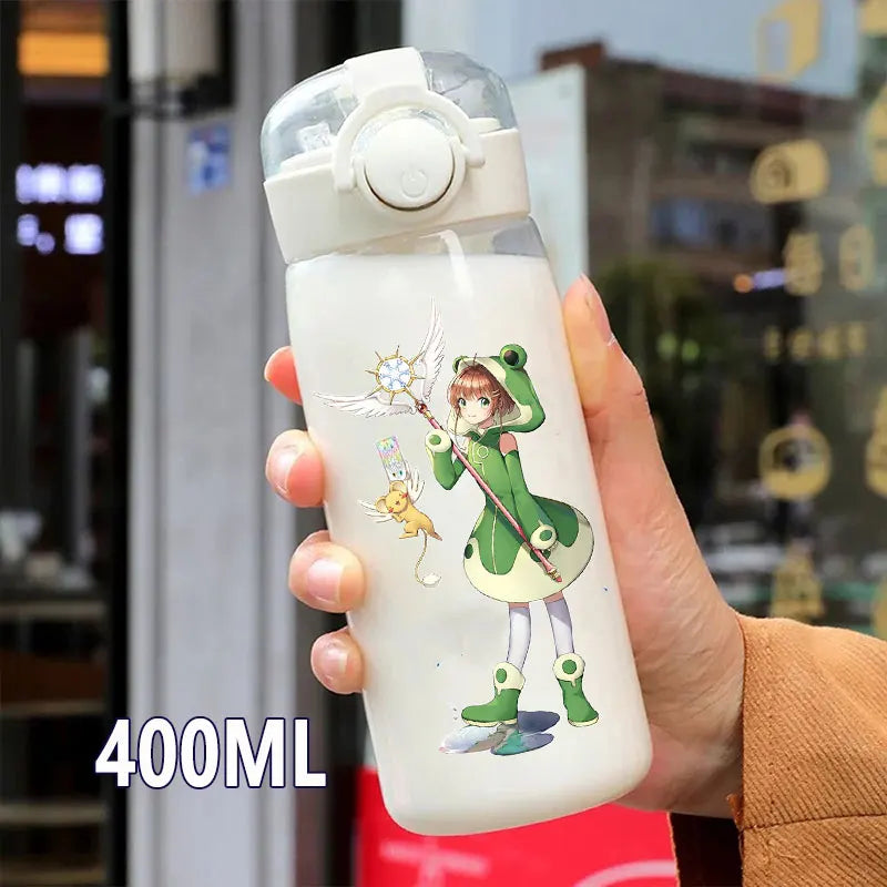 Cardcaptor Sakura Straw Water Bottle - 400ML/600ML Transparent Plastic Anti-Drop Cup for Students and Kids-4-6-