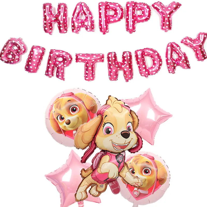 Paw Patrol Birthday Party Decorations Skye Pink - Paper Plates Cups Napkins Tableware Balloons - For Kids Baby Shower Party Supplies-happy balloons a-