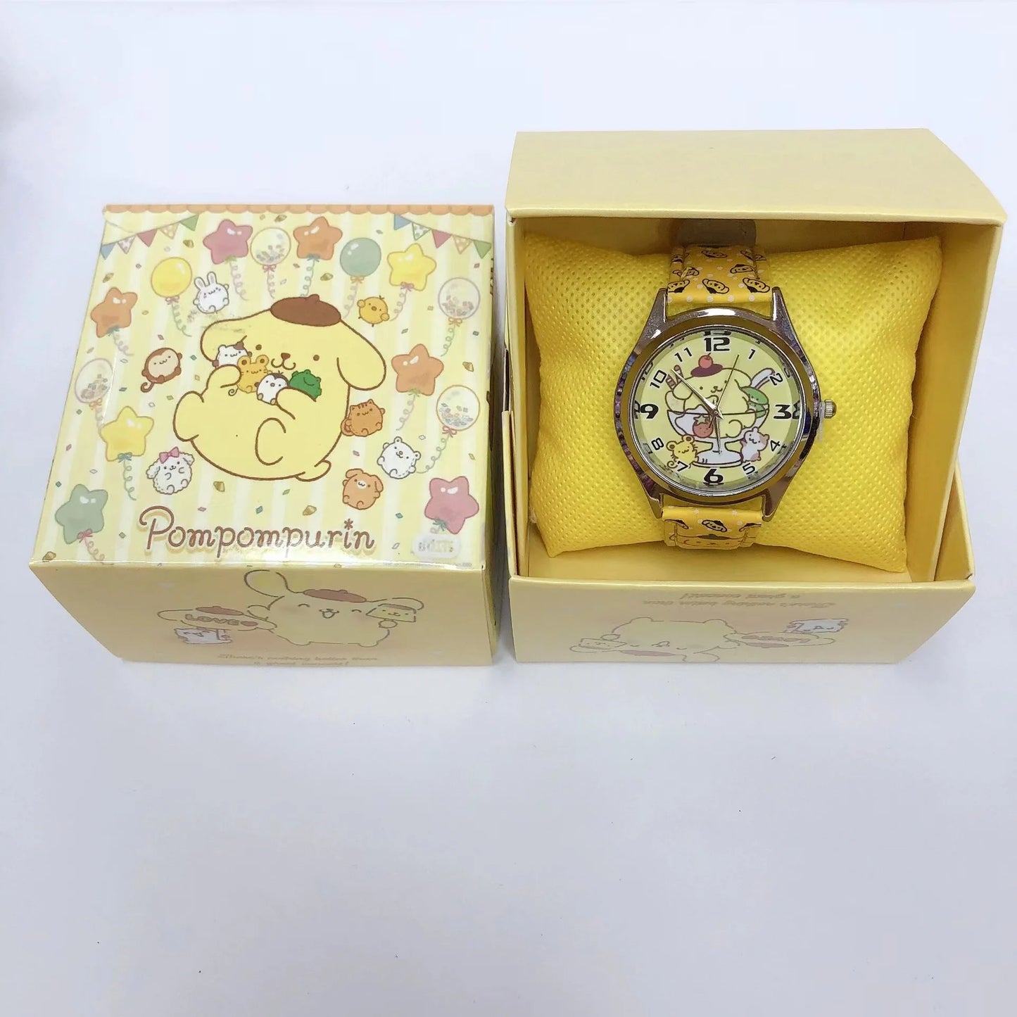 Anime Sanrio PU leather electronic watch kulomi big-eared dog Melody children's watch gift with gift box-Purin-