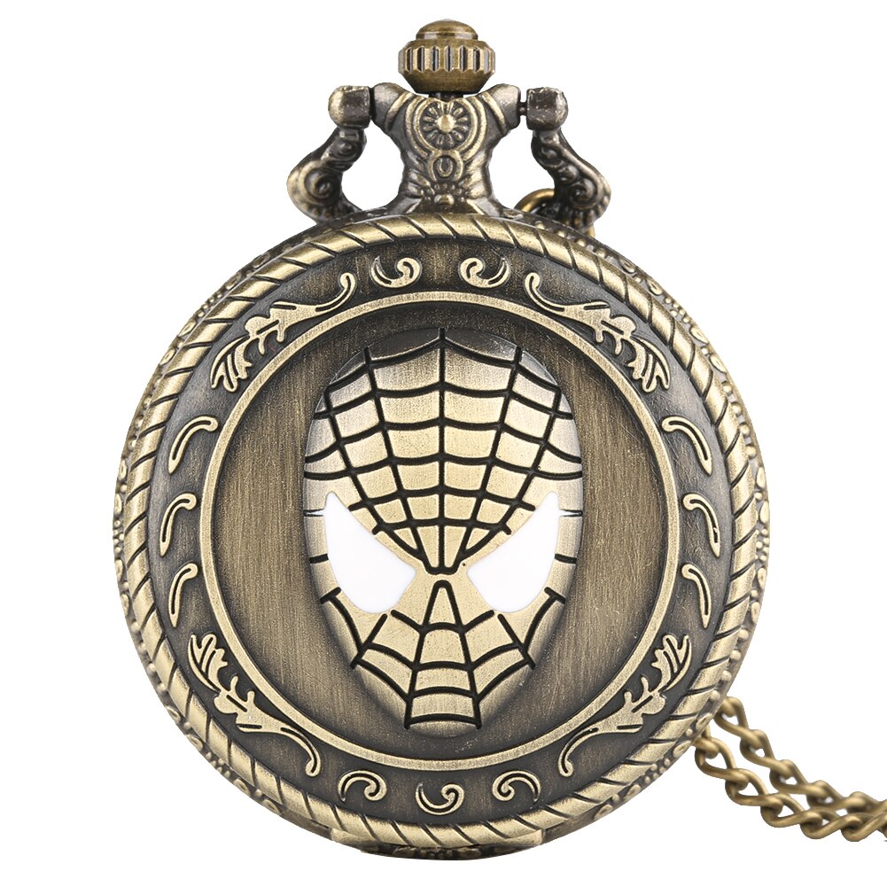 Spiderman Retro Set - Quartz Pocket Watch With Chain - Romantic Steampunk Film Gift For Men & Women - Perfect Cult Movie Present-