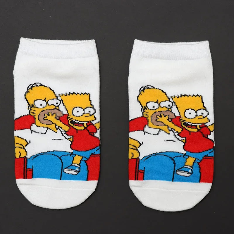 Novelty Simpsons Socks - Happy Cotton Style - Fun and Fashionable Gift for Women or Teens Retro Cartoon Lovers-10-one size-