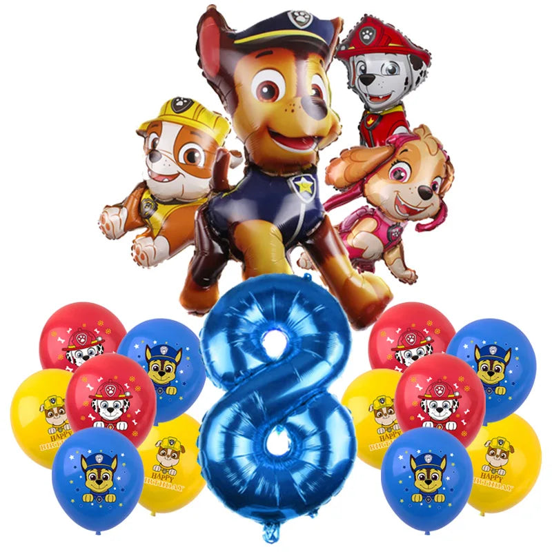 PAW Patrol Birthday Decoration Foil Balloon - Disposable Tableware Set Dog Chase Marshall Skye - For Kids Birthday Party Supplies-Balloon Set 8-29pcs-