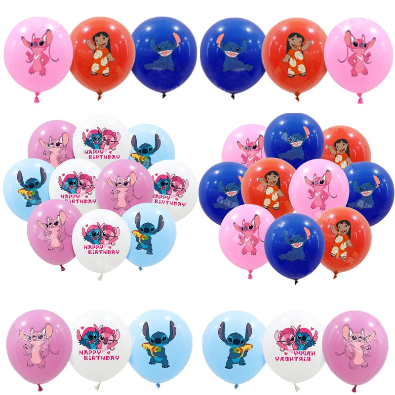 10pcs Stitch Party Balloons Set - Birthday Baby Shower Kids Cartoon Decorations Toy-