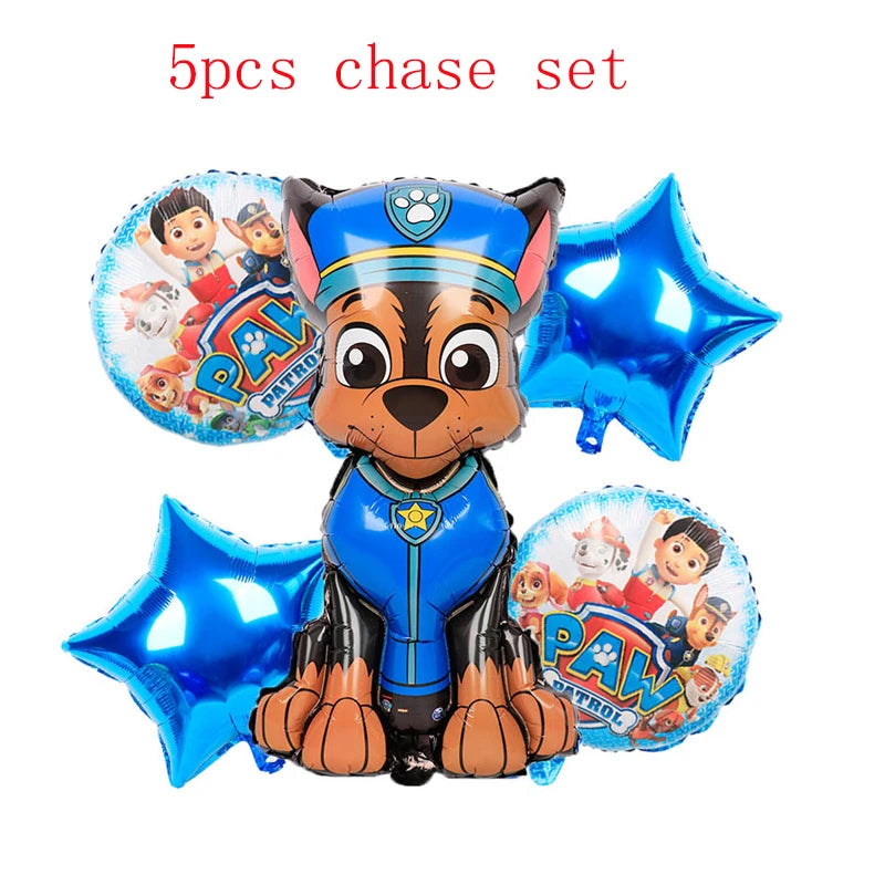 Paw Patrol Birthday Party Decorations Tableware Supplies Balloons Paper Party Plate Cup Napinks Gift Bag Baby Shower Kids Happy-5pcs blue balloons-