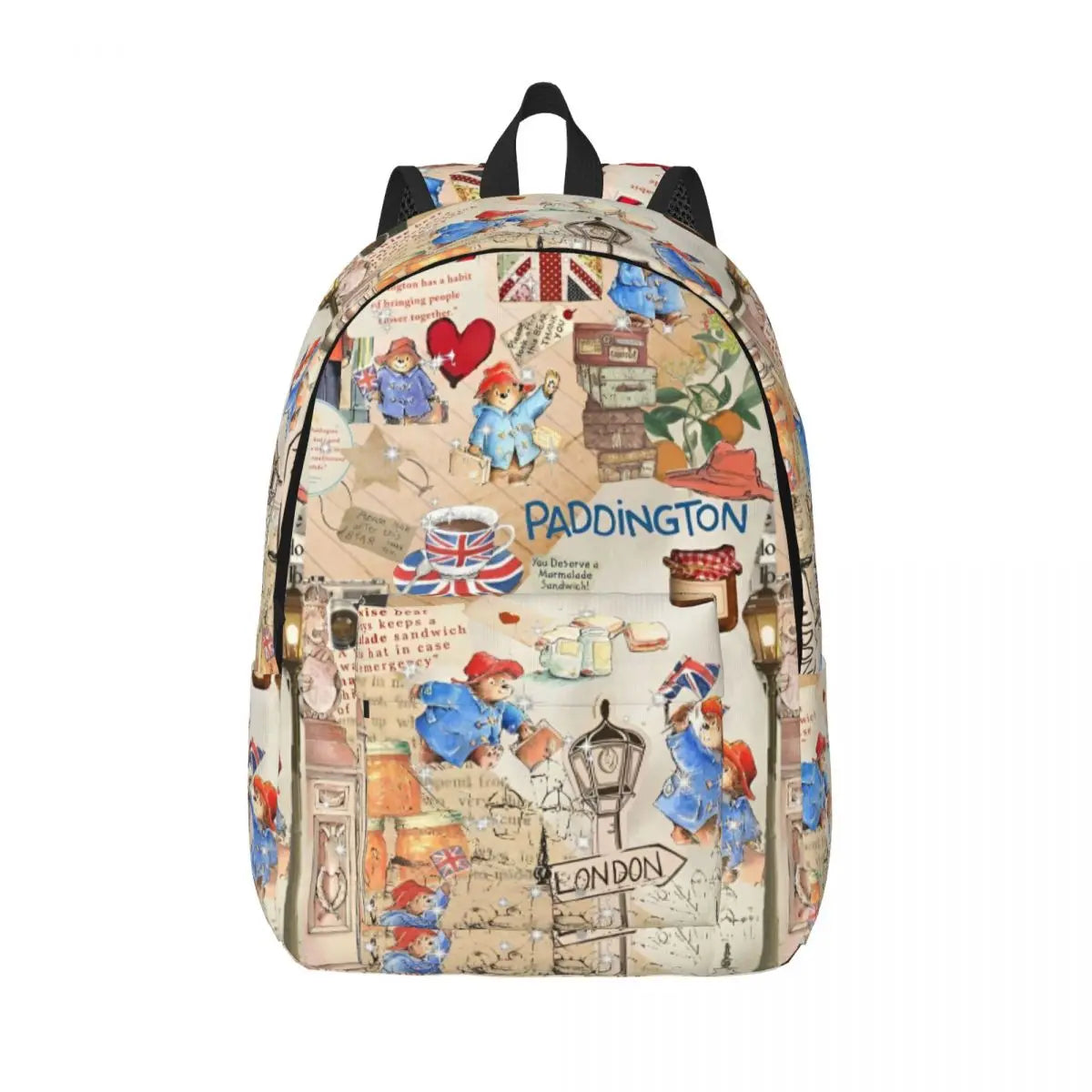 Britain Paddington Brown Bear Backpack for Men Women - Student Hiking Travel Daypack Cute Movie Cartoon College Shoulder Bag Gift-