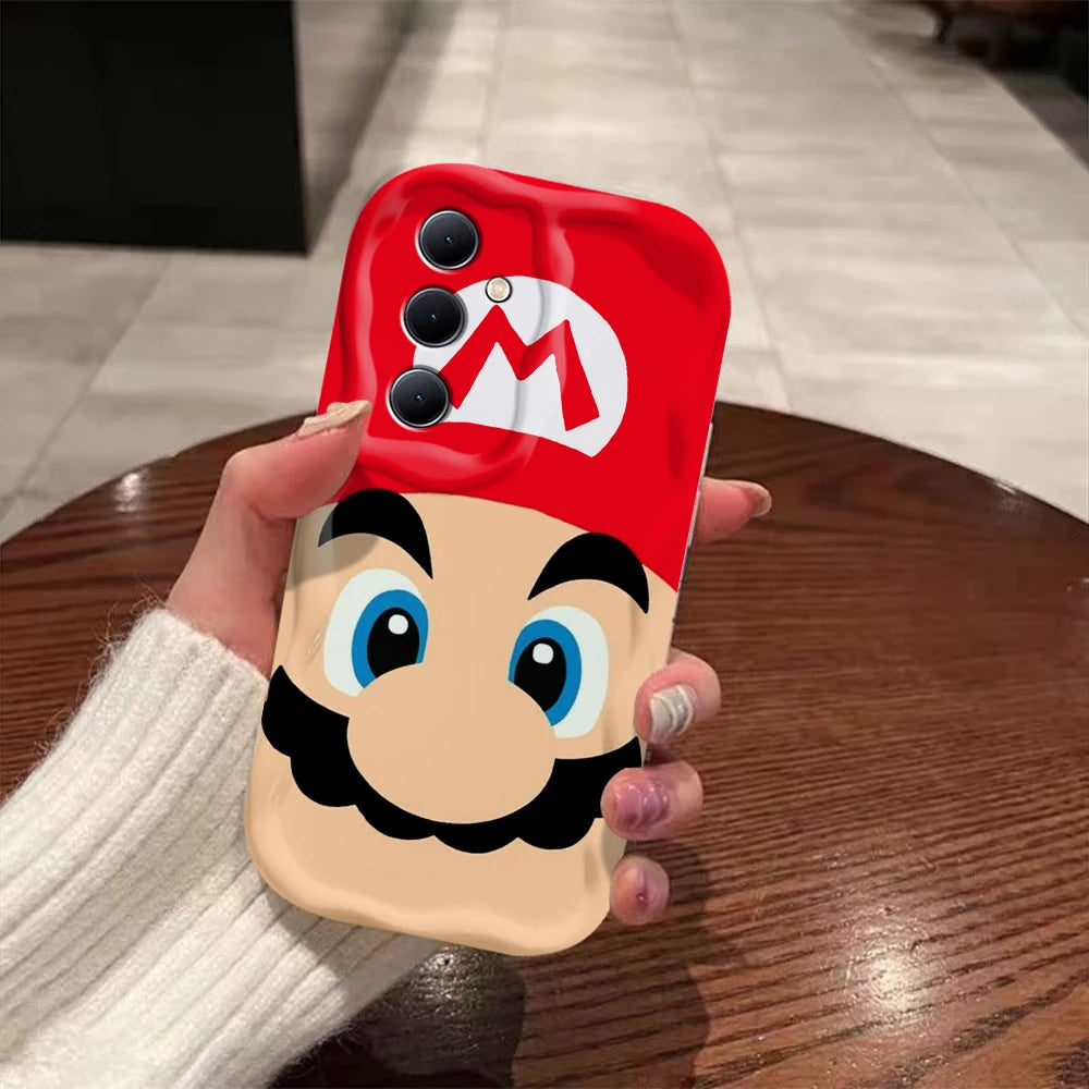 Funny 3D Wave Mario Bros Phone Case for Samsung Galaxy S24, S23, S21, S20 FE Plus Ultra - Soft Silicone Back Cover-NYGDB-29cc24071731-Samsung S24 5G-