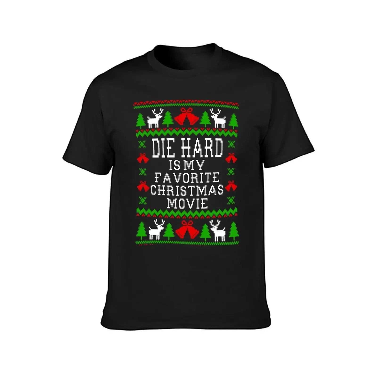 Die Hard Is My Favorite - Christmas Movie - Ugly Christmas Sweater Style T-Shirt - Plain Essential Tee - Men's T-Shirt-