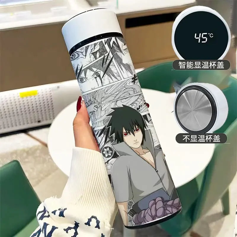 Naruto Anime Smart Thermos - Large Stainless Steel Bottle Featuring Uzumaki Naruto, Kakashi, and Itachi-