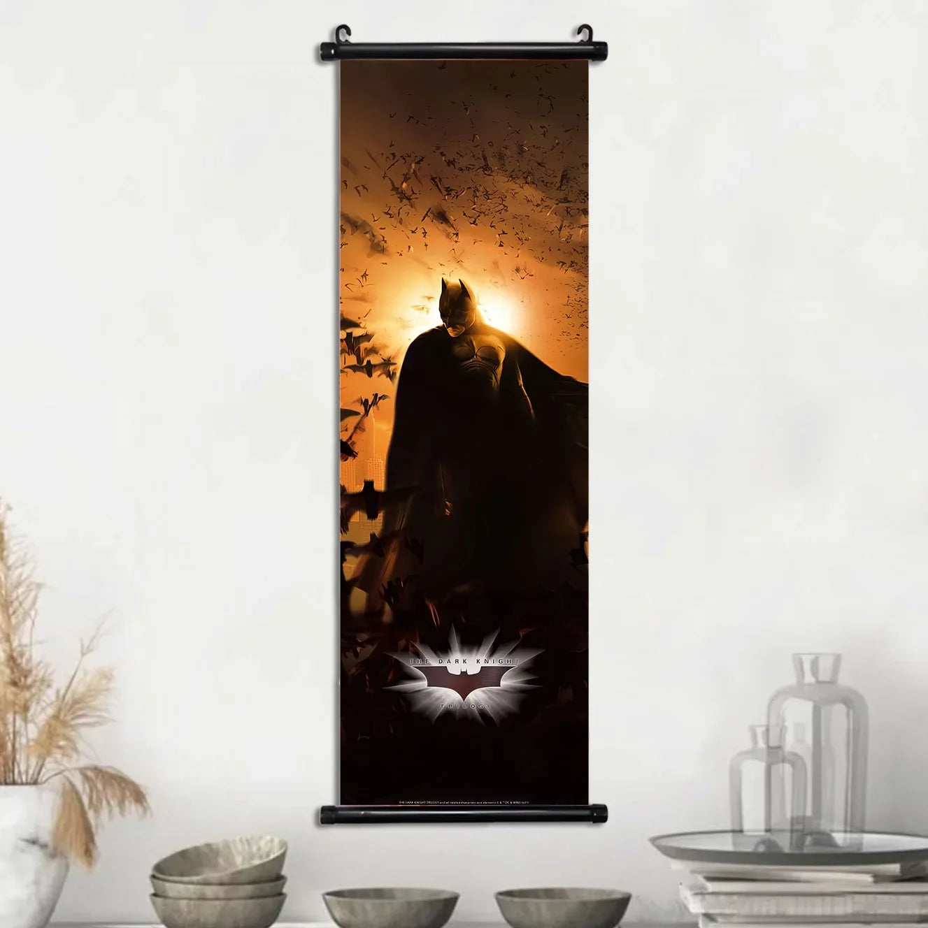 DC Batman Movie Poster Hanging Scroll Wallpaper Wall Artwork Canvas Painting Picture Print Room Home Decoration Art Decor Gift-1-5-7-25x75cm(10x30inch)-CHINA