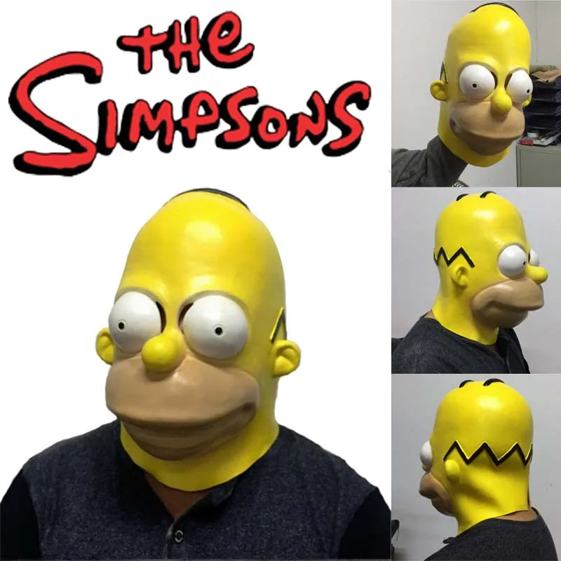 Simpsons Homer Latex Cosplay Mask - Fun Halloween or Carnival Prop - Perfect for Dad or Party Enthusiasts-Homer-