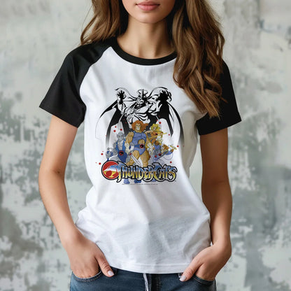 Anime Thundercats Women Tee - Retro Summer Top - Kids of the 80s Cartoon Shirt-17213-XL-