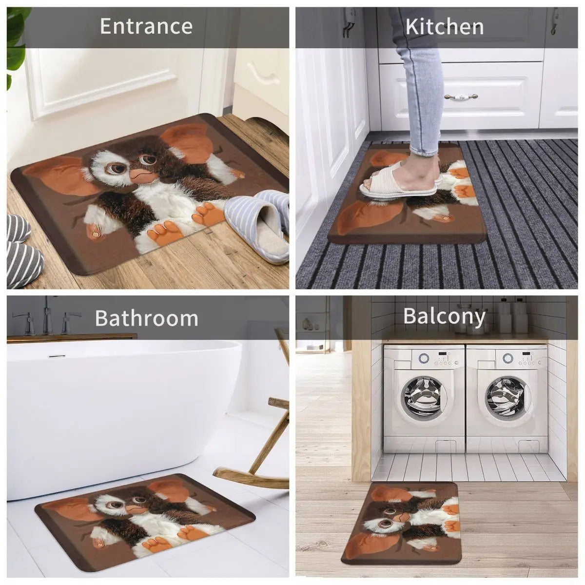 Gremlins Bath Mat - I Love My Gizmo - With Box PILLOW - Doormat Flannel Carpet - Balcony Rug - Home Decoration-WHITE-40x60cm 16x24in-