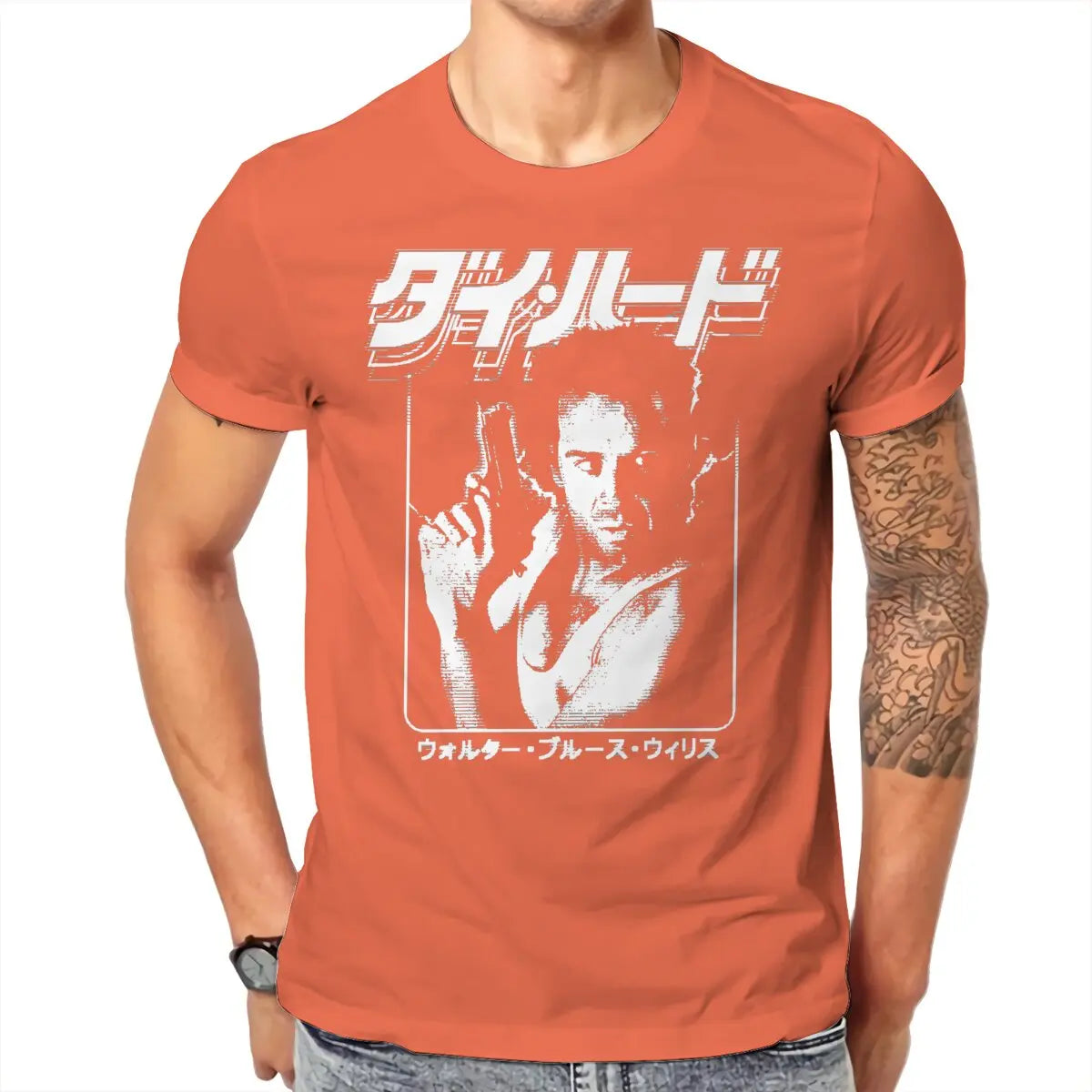 Die Hard John McClane - T-Shirt Homme - Men's T-shirt Cotton - Streetwear Casual Clothing-Orange-4XL-