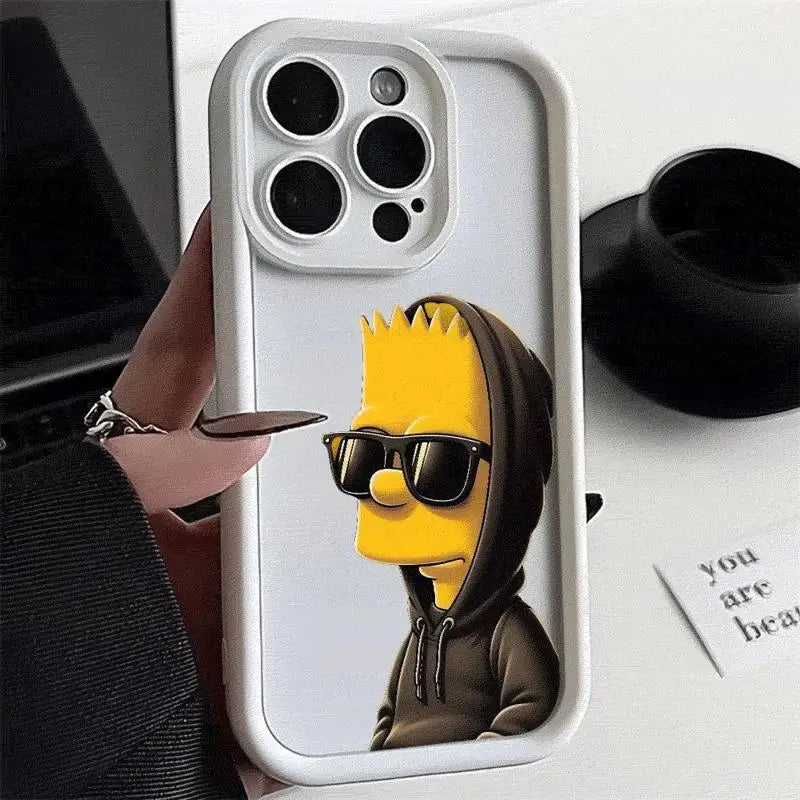 Funny Disney Simpsons Phone Case for iPhone 11 15 Pro Max 14 - Shockproof Silicone Funda Cover-UUAND02-for iPhone 11 Pro-