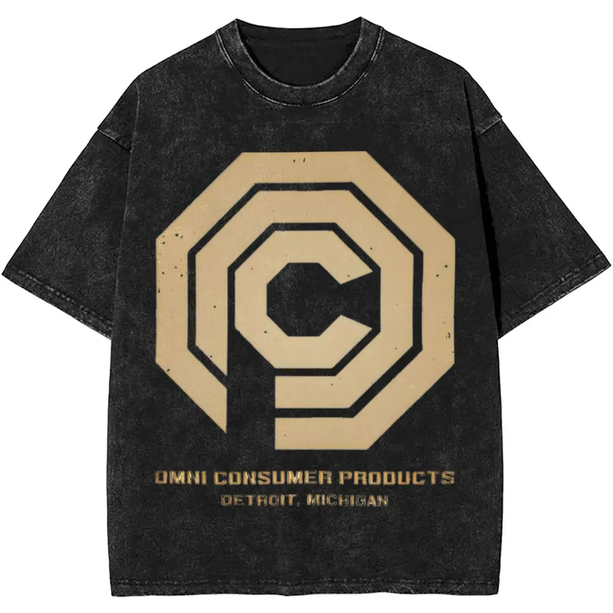 OCP RoboCop Gold T-Shirt - Hip Hop Vintage 100% Cotton Streetwear Summer Tops for Men and Women-black-L-