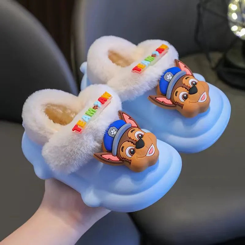 Paw Patrol Children Cartoon Print Cotton Slipper - Plush Soft Winter Warm - Baby Boy Girl Indoor Home Bedroom Shoes - Fluffy Slippers-