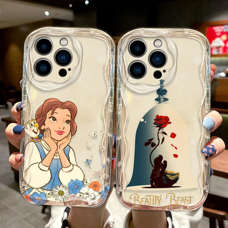 Beauty and the Beast Princess Phone Case for iPhone 15 14 13 12 11 - Wave Oil Cover for Protection-