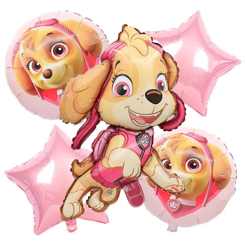 Paw Patrol Birthday Party Decorations Skye Pink - Paper Plates Cups Napkins Tableware Balloons - For Kids Baby Shower Party Supplies-5pcs balloons a-