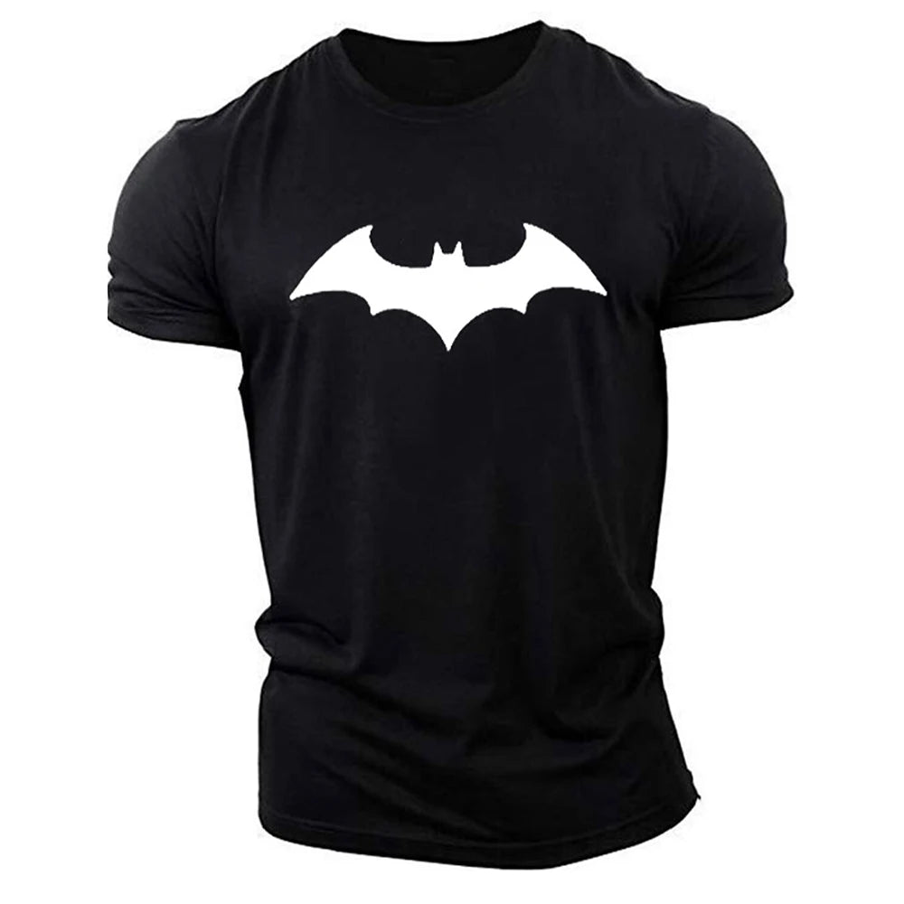 2023 Summer New Fashion Tops Men's Bat Print T-Shirt Round Neck Men's Breathable Fitness Sports Short-Sleeved Quick Dry Clothing-ETLTHJ232116Y-L-