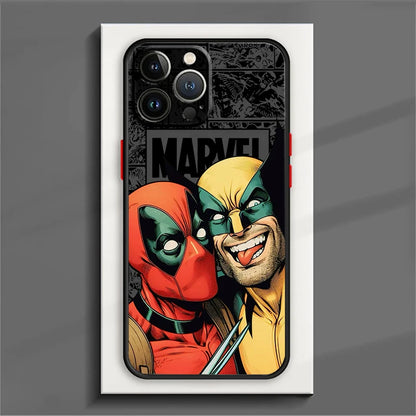 Marvel Comic Deadpool Wolverine Case for iPhone 15 14 13 12 11 - Frosted Translucent Cover-iPhone 12-FA9904HES-