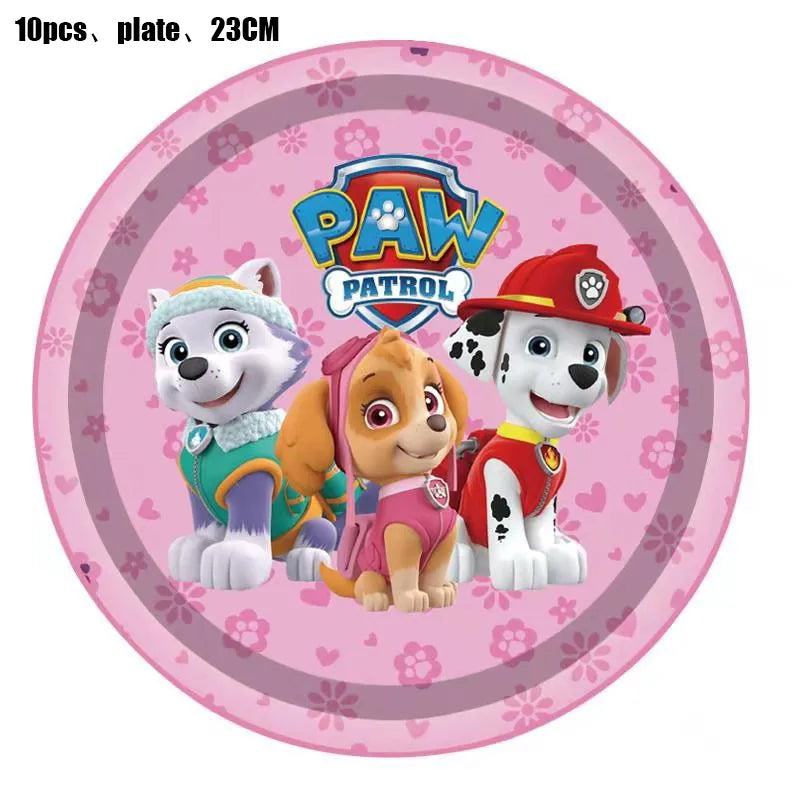 Paw Patrol Birthday Party Decorations Skye Pink - Paper Plates Cups Napkins Tableware Balloons - For Kids Baby Shower Party Supplies-10pcs 9inch plates-