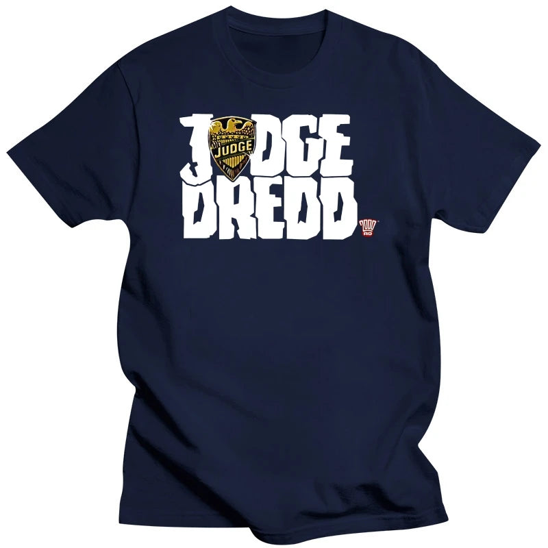 Judge Dredd Logo T-Shirt - Fashion Black Cotton Tee in Unisex Sizes S-3XL-navy-XXL-