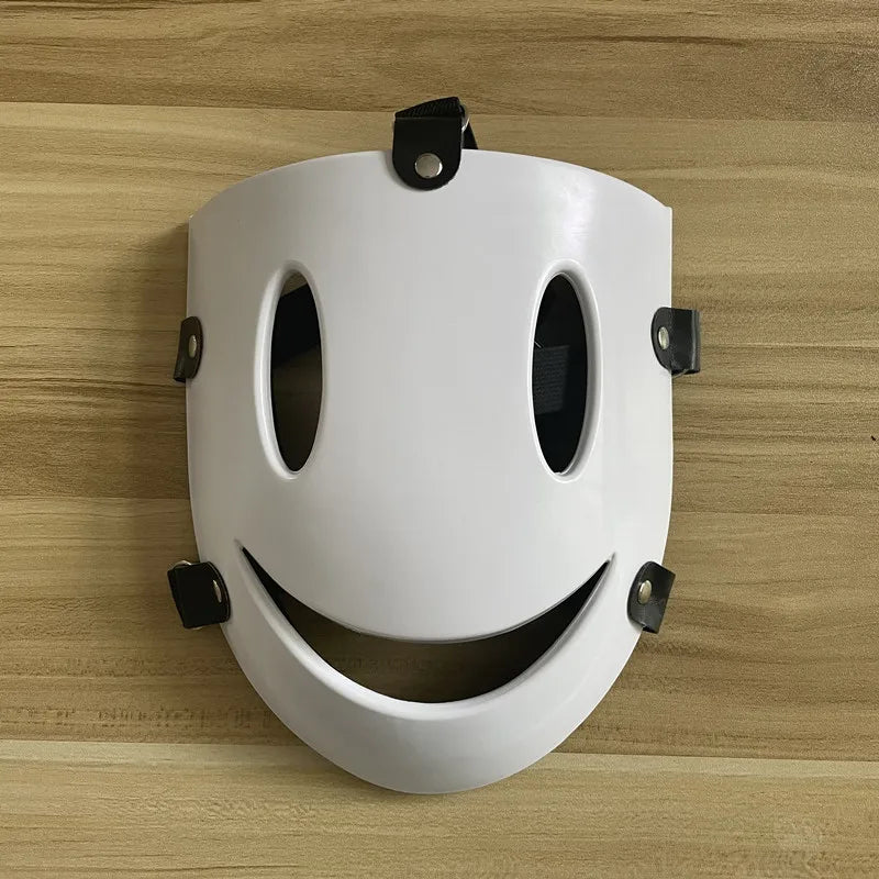 Anime cosplay Tenkuu Shinpan High-Rise Invasion Cosplay Mask - Comes with Hat Made of PVC, White Mask, and Japanese Samurai Costume Props-WHITE-One Size-