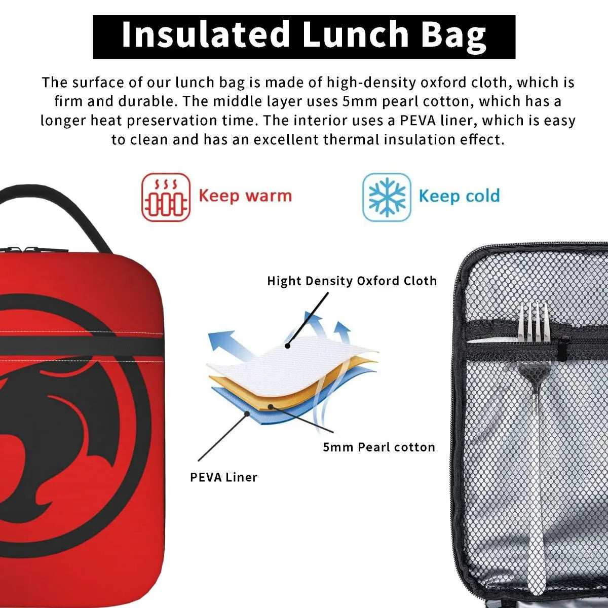 Thundercats Thermal Lunch Bag - Cartoon Kids Food Box - Anime School Container-