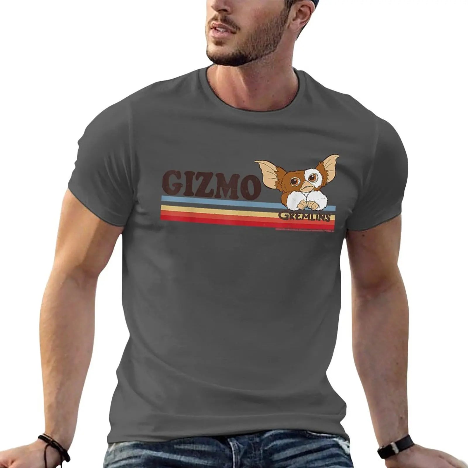 New Gremlins Gizmo - Retro Stripes - Essential T-Shirt - Sublime T Shirt - Black T Shirts - Sweat Shirt - T Shirts Men-Dark Gray-XXL-