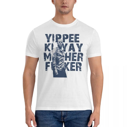 Men's T-Shirt - Yippee Ki Yay - Die Hard Casual Tees - 100% Cotton - Short Sleeve Round Collar - Clothing S-5XL-WHITE-XXL-